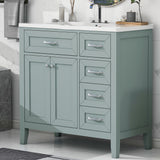 36" Bathroom Vanity with Sink Combo, Green Bathroom Cabinet with Drawers, Solid Frame and MDF Board (Old Sku:JL000007AAG-6)