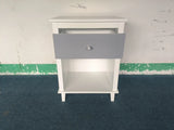 26.77''H Wooden Nightstand with One Drawer One Shelf for Kids, Adults,Gray+Silver handle