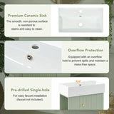 [Video]21.6 inch Modern Floating Bathroom Vanity with Ceramic Basin - Perfect for Small Bathrooms, Left side storage