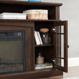 Classic TV Media Stand Modern Entertainment Console with 23" Fireplace Insert for TV Up to 65" with Open and Closed Storage Space, Espresso, 58.25"W*15.75"D*32"H