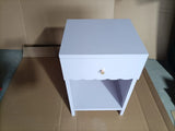 Modern  Nightstand with Drawer and Open Shelf,Scalloped Edge Bedside Table for Bedroom, Cute Minimalist Side Table for Kids Room or Girls' Room,Light Purple