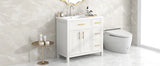 36" Bathroom Vanity with Sink Top, Bathroom Vanity Cabinet with Two Doors and Three Drawers, Solid Wood , MDF Boards ,One Package, White (Old Sku:WF319757AAK)