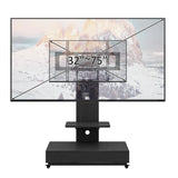 TV stand with push-pull drawer for Living Room, Bedroom,Offices,Mobile TV Cart for 32-75 inches,Floor Stand with Mount on Lockable Wheels,Black