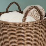 Joseph Round Cone Woven Resin Wicker Basket with Handles - 16" x 16" x 10.5" - Chocolate Brown - For Clothes, Towels, Canvas, Toys, Magazine Storage and Home Decoration