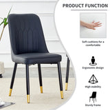 Modern dining chairs, equipped with PU artificial leather backrest cushions and black metal legs, suitable for restaurants, kitchens, and bedrooms. Set of 4 pieces (black+PU leather)C-007