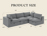 Modular Sectional Sofa Couch,135inch Oversized LoveSofa,L Shape Sofa, 4 Seater  Upholstered with Corduroy Fabric Couches with 2 Pillows