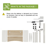 63"×30" Dual Motor Curve Design Height Adjustable Electric Standing Desk Height Stand Up Computer Desk,Sit and Stand Home Office Desk with Splice Board (white&oak desktop+dual motor white frame)