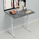 Adjustable study desk suitable for children and adults, height-adjustable, multi-functional home office desk, compact design, desktop dimensions: 60cm × 80cm, white frame, gray tabletop.