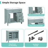 36" Bathroom Vanity with Sink Combo, Green Bathroom Cabinet with Drawers, Solid Frame and MDF Board (Old Sku:JL000007AAG-6)