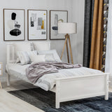 Twin Size Wood Platform Bed with Headboard,Footboard and Wood Slat Support, Walnut