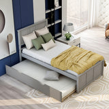 Platform Storage Bed, 2 drawers with wheels, Twin Size Frame, Gray