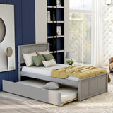 Platform Storage Bed, 2 drawers with wheels, Twin Size Frame, Gray