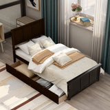 Platform Storage Bed, 2 drawers with wheels, Twin Size Frame, Gray