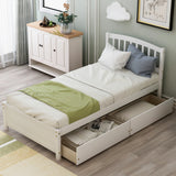 Twin Platform Storage Bed Wood Bed Frame with Two Drawers and Headboard, Walnut(Previous SKU: SF000062DAA)