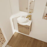 Soft Close Doors Bathroom Vanity With Sink,16 Inch  For Small Bathroom