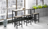 TOPMAX Counter Height Extra Long Dining Table Set with 3 Stools Pub Kitchen Set Side Table with Footrest,Brown