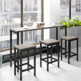TOPMAX Counter Height Extra Long Dining Table Set with 3 Stools Pub Kitchen Set Side Table with Footrest,Brown