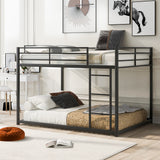 Twin over Twin Metal Bunk Bed, Low Bunk Bed with Ladder, Black(OLD SKU:WF282465AAB)