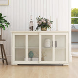 Kitchen Storage Stand Cupboard With Glass Door-Black