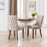 A&A Furniture,Upholstered Wing-Back Dining Chair with Backstitching Nailhead Trim and Solid Wood Legs,Set of 2, Gray,SW8809GY,  KD