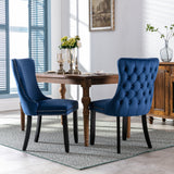 A&A Furniture,Upholstered Wing-Back Dining Chair with Backstitching Nailhead Trim and Solid Wood Legs,Set of 2, Gray,SW8809GY,  KD