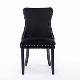 A&A Furniture,Upholstered Wing-Back Dining Chair with Backstitching Nailhead Trim and Solid Wood Legs,Set of 2, Gray,SW8809GY,  KD