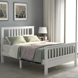 Wood Platform Bed with Headboard and Footboard, Twin (White)