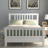 Wood Platform Bed with Headboard and Footboard, Twin (White)