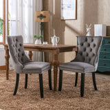 Nikki Collection Modern, High-end Tufted Solid Wood Contemporary Velvet Upholstered Dining Chair with Wood Legs Nailhead Trim 2-Pcs Set,Light Blue, SW2001LB