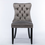 Nikki Collection Modern, High-end Tufted Solid Wood Contemporary Velvet Upholstered Dining Chair with Wood Legs Nailhead Trim 2-Pcs Set,Light Blue, SW2001LB