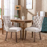 Nikki Collection Modern, High-end Tufted Solid Wood Contemporary Velvet Upholstered Dining Chair with Wood Legs Nailhead Trim 2-Pcs Set,Light Blue, SW2001LB