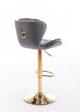 Set of 2  Bar Stools,with Chrome Footrest and Base Swivel Height Adjustable Mechanical Lifting Velvet + Golden Leg Simple Bar Stool-Green