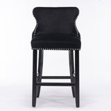A&A Furniture,Contemporary Velvet Upholstered Wing-Back Barstools with Button Tufted Decoration and Wooden Legs, and Chrome Nailhead Trim, Leisure Style Bar Chairs,Bar stools, Set of 2 (Gray),SW1824GY