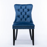 Nikki Collection Modern, High-end Tufted Solid Wood Contemporary Velvet Upholstered Dining Chair with Wood Legs Nailhead Trim 2-Pcs Set,Light Blue, SW2001LB