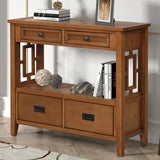 36'' Farmhouse Pine Wood Console Table Entry Sofa Table with 4 Drawers & 1 Storage Shelf for Entryway Living Room Bedroom Hallway Kitchen(Retro Blue)