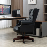 Executive Office Chair Comfortable Desk Chair - Ergonomic Design - Thick Padded Seat and Backrest - PU Leather Desk Chair with Smooth Glide Caster Wheels, 1 Pack Black