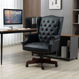 Executive Office Chair Comfortable Desk Chair - Ergonomic Design - Thick Padded Seat and Backrest - PU Leather Desk Chair with Smooth Glide Caster Wheels, 1 Pack Black