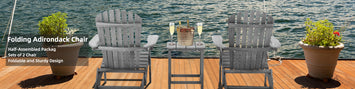 Wood Lounge Patio Chair for Garden Outdoor Wooden Folding Adirondack Chair Set of 2 Solid Wood Lounge Patio Chair for Garden, Lawn, Backyard,