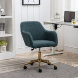 Modern Teddy Fabric Material Adjustable Height 360 Revolving Home Office Chair With Gold Metal Legs And Universal Wheel For Indoor,White