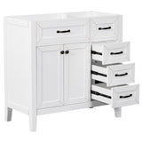 36" Bathroom Vanity without Sink, Cabinet Base Only, Bathroom Cabinet with Drawers, Solid Frame and MDF Board, White