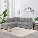 84.75" Sleeper Sofa Bed,2 in 1 Pull Out sofa bed L Shape Couch with Storage Ottoman for Living Room,Bedroom Couch and Small Apartment, Beige
