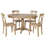 Modern Dining Table Set for 4,Round Table and 4 Kitchen Room Chairs,5 Piece Kitchen Table Set for Dining Room,Dinette,Breakfast Nook,Antique White