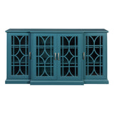 63" TV Stand,  Sideboard Buffet ,Storage Cabinet, Teal Blue