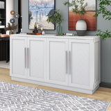 TREXM Sideboard Buffet Cabinet with Storage, Buffet Cabinet with Adjustable Shelves and Silver Handles Sideboard Cabinet for Kitchen, Dining Room, Living Room, Black
