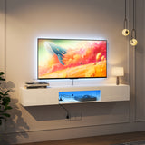 Floating TV Stand Wall Mounted with 16 Color LEDs,63" Modern TV Stand, Floating TV Cabinet Entertainment Center for 55 60 65 Inch TV,Black