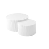 White Nesting table set of 2, Handcraft Relief MDF Coffee Table for Living Room/Office/Leisure Area(Same Sku:W876P271185)