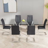 Modern Dining Chairs with Faux Leather Padded Seat Dining Living Room Chairs Upholstered Chair with Metal Legs Design for Kitchen, Living, Bedroom, Dining Room Side Chairs Set of 6 (Grey+PU)C-001