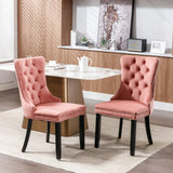 Nikki Collection Modern, High-end Tufted Solid Wood Contemporary Velvet Upholstered Dining Chair with Wood Legs Nailhead Trim 2-Pcs Set,Light Blue, SW2001LB