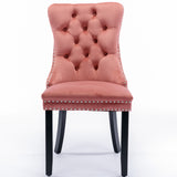 Nikki Collection Modern, High-end Tufted Solid Wood Contemporary Velvet Upholstered Dining Chair with Wood Legs Nailhead Trim 2-Pcs Set,Light Blue, SW2001LB