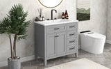 36" Bathroom Vanity with Sink Combo, Bathroom Cabinet with Drawers, Solid Frame and MDF Board, Grey (Old Sku:JL000007AAE)
